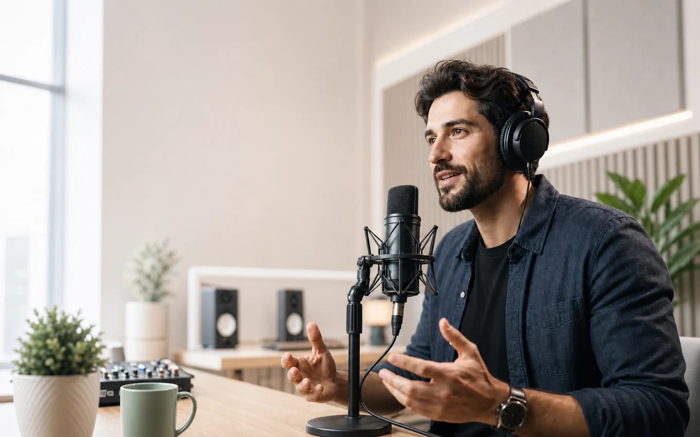Creator recording a permitted voice sample